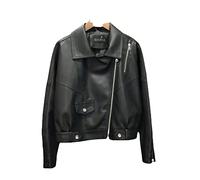 HJUGHPN Giacca da donna stile autunno giacche in pelle da motociclista ritagliate all-matched (L)