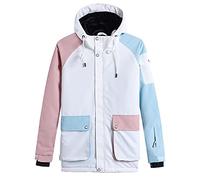HJUGHPN Giacca da sci da donna colorata con cappuccio, impermeabile, invernale, calda, impermeabile, giacca da snowboard e pantaloni, set per attività all'aperto, giacca da sci + pantaloni con