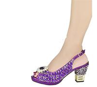 HJUGHPN Heels Arrive - Borsa per scarpe con decorazione abbinata, set di borse per scarpe di lusso con diamanti, Viola, 10,5
