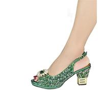 HJUGHPN Heels Arrive - Borsa per scarpe con decorazione abbinata, set di borse per scarpe di lusso con diamanti, Verde, 8,5