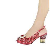 HJUGHPN Heels Arrive - Borsa per scarpe con decorazione abbinata, set di borse per scarpe di lusso con diamanti, Rosso, 6,5