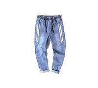 HJUGHPN Jeans da uomo taglie forti pantaloni larghi da uomo in tinta unita cargo casual denim moda uomo jeans lunghi (blu, taglia XL)