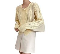 HJUGHPN Maglione da donna con bottoni tagliati cardigan lavorato a maglia camicetta estiva da donna