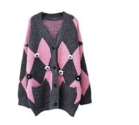 HJUGHPN Maglione da donna lavorato a maglia cardigan maglione con scollo a V manica lunga fiori tridimensionali top vestiti
