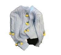 HJUGHPN Maglione da donna maglione carino ciliegia dolce ragazza pullover girocollo lavorato a maglia autunno e inverno manica lunga vestiti blu caldo