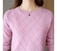HJUGHPN Maglione da donna maglione da donna lavorato a maglia pullover top a maniche lunghe da donna girocollo tinta unita autunno inverno maglione femminile pullover top slim (M)