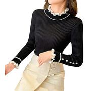 HJUGHPN Maglione Donna Autunno Inverno Maglioni Moda Carino Mezzo Dolcevita Pullover Lavorato A Maglia Signore Maglione Donna Increspature Manica Bastic Kintting