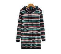 HJUGHPN Maglione Donna Donna Casual Autunno A Righe Maglia Maglioni Tasca Frontale Manica Lunga Con Cappuccio Maglioni Pullover