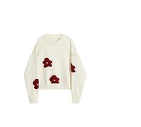 HJUGHPN Maglione Donna Donna Stampa Floreale Girocollo Maglieria Baggy Manica Lunga Patchwork Pullover Maglione Signora