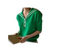 HJUGHPN Maglione Donna Pullover Donna Moda Estiva Solido Semplice Allentato Versatile Maniche Corte Femminile Maglia top Marea