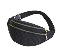 HJUGHPN Marsupio Plaid WomenWaist Bag Ladies Belt Bags Designer Shoulder Crossbody Chest Bag Female Travel Fanny Pack Banana Hip Purse(Schwarz)