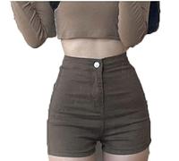 HJUGHPN Pantaloncini aderenti da donna, a vita alta, tinta unita, per tutti i giorni, sexy, alla moda, estivi, in denim, streetwear, tempo libero, all-match(M)