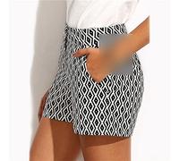 HJUGHPN Pantaloncini da donna alla moda, a quadri, pantaloncini da donna, estivi, neri e bianchi, a vita media, casual, con tasca dritta (M)