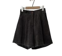 HJUGHPN Pantaloncini da donna Autunno e Inverno Pantaloncini in velluto a coste da donna a vita alta a gamba larga Pantaloni solidi Pantaloncini da donna Pantaloncini da donna Casual (2, M)