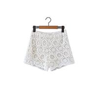 HJUGHPN Pantaloncini da donna casual da donna Hollow Shorts da donna a vita alta bianco carino corto elegante chic pantaloncini donna (L)