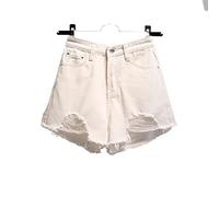 HJUGHPN Pantaloncini da donna con foro bordo grezzo pantaloncini in denim da donna estivi moda street casual traspirante sciolto sottile vita alta jeans femminili pantaloncini caldi (C,M)