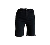 HJUGHPN Pantaloncini da donna neri puri, aderenti, sexy, lunghezza al ginocchio, elastici, a vita alta, versatili, foderati in pelliccia (M)