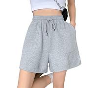 HJUGHPN Pantaloncini da donna Pantaloncini da donna casual con coulisse da donna Hot Summer Underwear Splicing a vita alta Pantaloncini da donna (grigio, XL)
