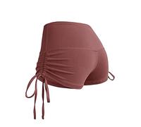 HJUGHPN Pantaloncini da donna per il fitness, push up, sexy, fianchi, sport all'aria aperta, sport, corsa, esercizio, stretti, fascia laterale, corda ad asciugatura rapida (rosso, S)