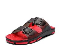 HJUGHPN Pantofole da uomo antiscivolo, estive, per esterni, spiaggia, suola morbida, sandali comodi (nero rosso, 46)