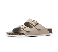 HJUGHPN Pantofole da uomo estive da uomo pantofole in sughero pelle scamosciata zoccoli pantofole da uomo in morbido sughero due fibbie pantofole da spiaggia scarpe da uomo (beige, 4,5 UK)