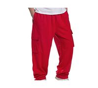 HJUGHPN Piumino da uomo autunno primavera pantaloni taglie forti uomo cotone uomo pantaloni cargo (rosso, 3XL)