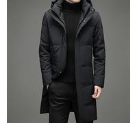 HJUGHPN Piumino da uomo bianco d'anatra piumino da uomo con cappuccio cappotto invernale lungo spesso caldo piumino nero (XXXL 78-88 kg)