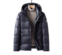 HJUGHPN Piumino da uomo da uomo cappello spesso staccabile caldo piumino da uomo intelligente per il tempo libero cappotto vestiti (blu, L)