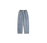 HJUGHPN Piumino da uomo elastico in vita dritto tubo dritto jeans da uomo pantaloni casual neri Harajuku Street Wear larghi pantaloni jeans lavati (grigio, L)