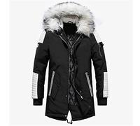 HJUGHPN Piumino da uomo Giacca invernale da uomo spessa calda parka casual lunga con colletto con cappuccio giacche cappotti parka Dropshipping (nero, 3XL)