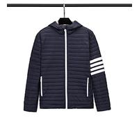 HJUGHPN Piumino da uomo grigio anatra piumino con cerniera giacca invernale calda giacca invernale per coppia (blu navy, L)