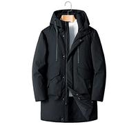 HJUGHPN Piumino da uomo invernale bianco d'anatra piumino da uomo con cappuccio lungo spesso caldo piumino nero (XL)