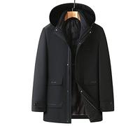 HJUGHPN Piumino da uomo invernale da uomo caldo cappotto spesso con cappuccio colore giacca di pelliccia maschile grande (grigio, XL per 165 cm 55 kg)