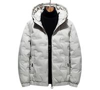 HJUGHPN Piumino da uomo invernale da uomo con cappuccio antivento parka casual da uomo impermeabile bianco piumino d'anatra (bianco, XL)