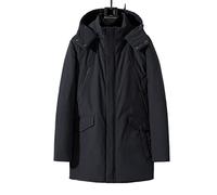 HJUGHPN Piumino da uomo invernale da uomo con cappuccio casual giacca a vento spesso bianco caldo piumino d'anatra cappotti da uomo lunghi (M)