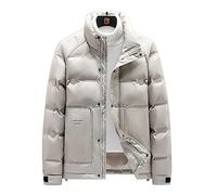 HJUGHPN Piumino da uomo invernale da uomo piumino bianco piumino da uomo giacca a vento caldo piumino da uomo casual collo alto cappotto da neve (LDS963Khaki, XXL)