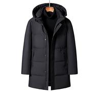 HJUGHPN Piumino da uomo invernale da uomo piumino da uomo caldo spesso bianco piumino cappotto da uomo nero lungo (XXL)