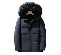 HJUGHPN Piumino da uomo invernale da uomo piumino invernale da uomo con collo in pelliccia staccabile corto ispessito invernale caldo piumino (blu, 3XL)