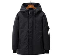 HJUGHPN Piumino da uomo invernale lungo casual spesso in pile con cappuccio piumino impermeabile cappotto da uomo con tasca piumino (nero, XXL)