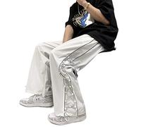 HJUGHPN Piumino da uomo pantaloni da uomo oversize pantaloni larghi Harajuku pantaloni della tuta joggers skateboard Techwear (L)