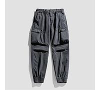 HJUGHPN Piumino da uomo, pantaloni sportivi ispessiti, casual, sportivo, da lavoro, lavorato a maglia, con spalline larghe, multitasche (grigio, 30)