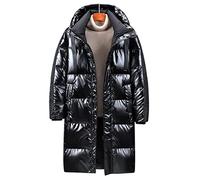 HJUGHPN Piumino da uomo spesso lucido piumino da uomo lungo invernale bello cappotto da uomo (nero, 3XL)