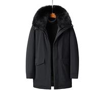 HJUGHPN Piumino da uomo staccabile giacca invernale da uomo con cappuccio calda giacca a vento (nero, XL)