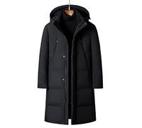 HJUGHPN Piumino invernale da uomo piumino da uomo bianco d'anatra piumino lungo cappotto con cappuccio spesso caldo nero (XL)