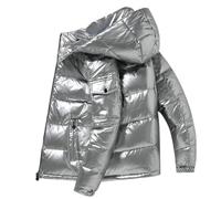 HJUGHPN Piumino uomo uomo uomo e donna classico casual piumino cappotto all'aperto caldo piumino cappotto invernale cappotto unisex, Argento, L