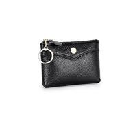 HJUGHPN Portafogli da donna in pelle bovina portamonete per donna multifunzione tasche con cerniera con portachiavi portamonete, nero, Taglia unica