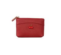 HJUGHPN Portafogli da donna in vera pelle bovina piccola breve portafoglio da donna ciliegia signore cerniera in pelle portamonete in pelle portachiavi borsa mini moneta, Rosso, Taglia unica