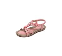HJUGHPN Sandali da donna casual estivi da donna, sandali con fiore e strass, scarpe basse di grandi dimensioni (rosa, taglia 36)
