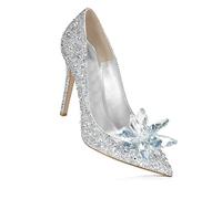 HJUGHPN Scarpe con tacco a punta, con strass, per feste, matrimoni, tacco alto, da donna, in vetro di Cenerentola (6)