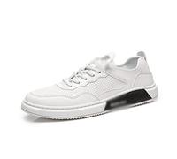 HJUGHPN Scarpe da uomo casual bianche in vera pelle scarpe alla moda da uomo traspiranti scarpe da ginnastica mocassini da uomo (bianco, taglia 40)